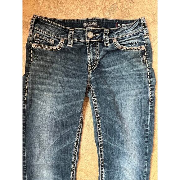 Silver Fluid Aiko Mid Boot stretch denim jeans, women's size 29/33 - Picture 2 of 11